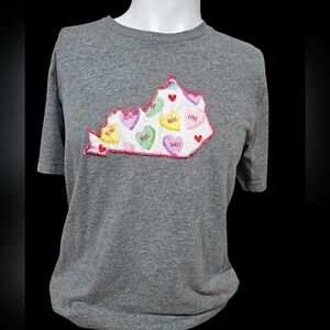 Gray Womens‎ T-Shirt with Heart Kentucky Map Design Size Large